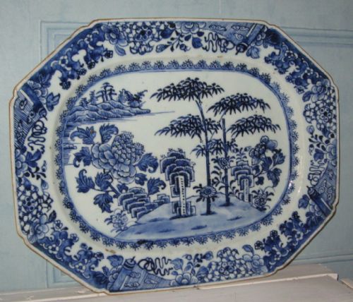 chinese blue and white porcelain meat dish - CATEGORY: ANTIQUE CERAMICS - DATED 1750