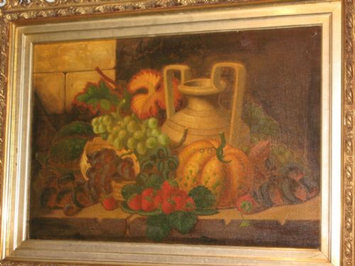 PAIR OF LARGE VICTORIAN STILL LIFE OILS - ADDITIONAL PHOTO 4