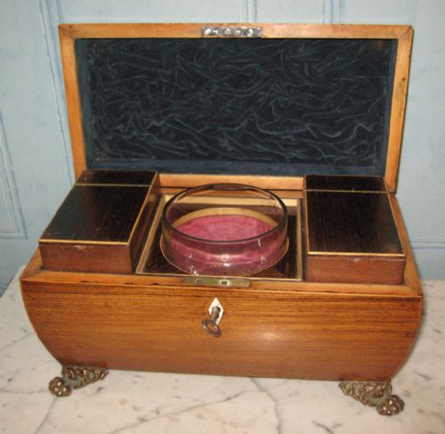 REGENCY ROSEWOOD BOMBE SHAPE TEA CADDY - ADDITIONAL PHOTO 5