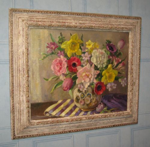 still life oil by florence fieldhouse - CATEGORY: ANTIQUE ART - DATED 1940