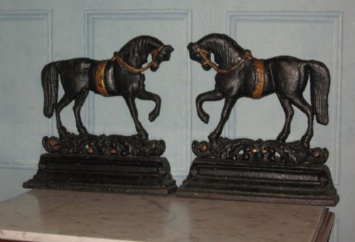 pair victorian cast iron horses - CATEGORY: ANTIQUE METAL - DATED 1880