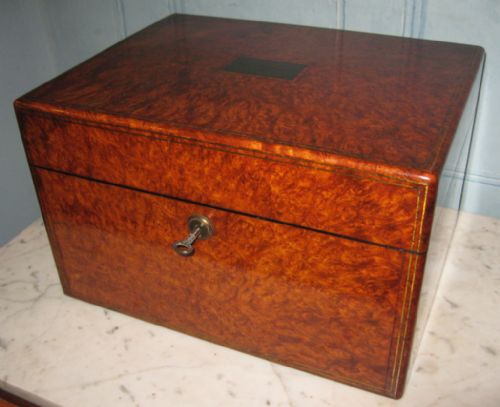 SUPERB VICTORIAN AMBOYNA AND SILVER FITTED CASE - ADDITIONAL PHOTO 3