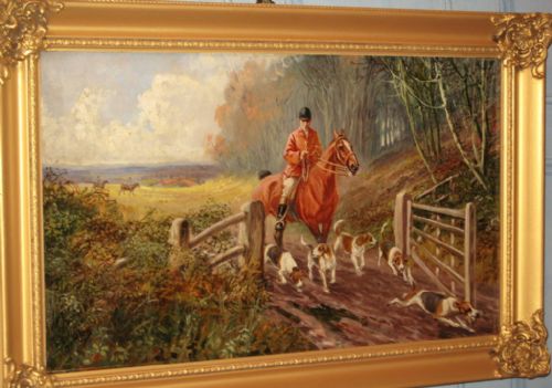 PAIR OF HUNTING OIL PAINTINGS - ADDITIONAL PHOTO 2