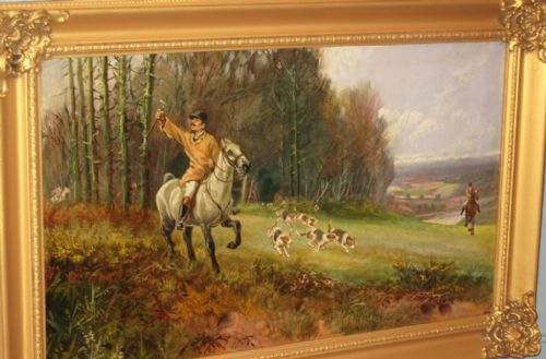 PAIR OF HUNTING OIL PAINTINGS - ADDITIONAL PHOTO 3