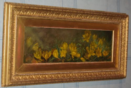 VICTORIAN OIL OF CROCUSES - ADDITIONAL PHOTO 1