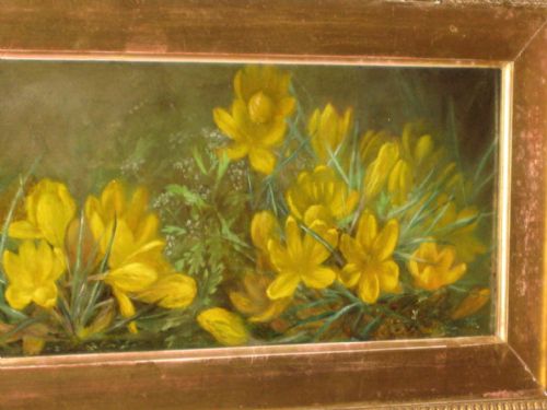 VICTORIAN OIL OF CROCUSES - ADDITIONAL PHOTO 4