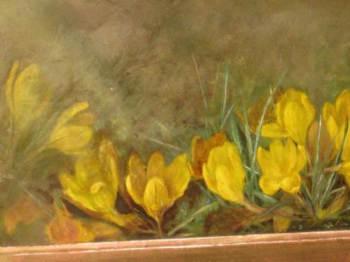 VICTORIAN OIL OF CROCUSES - ADDITIONAL PHOTO 5