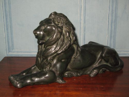 bronzed spelter landseer lion - CATEGORY: ANTIQUE METAL - DATED 1880