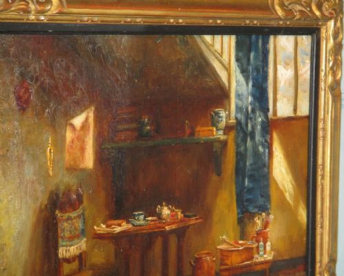 'THE ARTIST'S STUDIO' OIL PAINTING - ADDITIONAL PHOTO 4