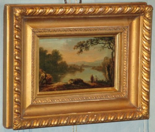 PAIR OF GEORGIAN MINATURE LANDSCAPE OILS - ADDITIONAL PHOTO 2