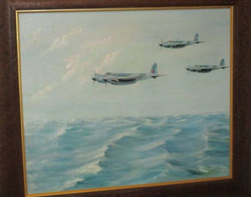 WORLD WAR TWO PERIOD OIL OF RAF MOSQUITO PLANES - ADDITIONAL PHOTO 1