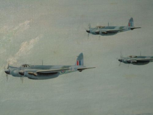 WORLD WAR TWO PERIOD OIL OF RAF MOSQUITO PLANES - ADDITIONAL PHOTO 2