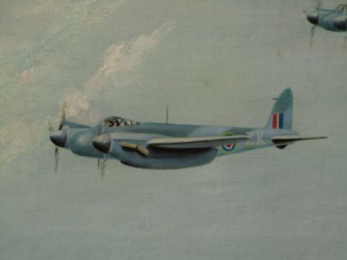 WORLD WAR TWO PERIOD OIL OF RAF MOSQUITO PLANES - ADDITIONAL PHOTO 3