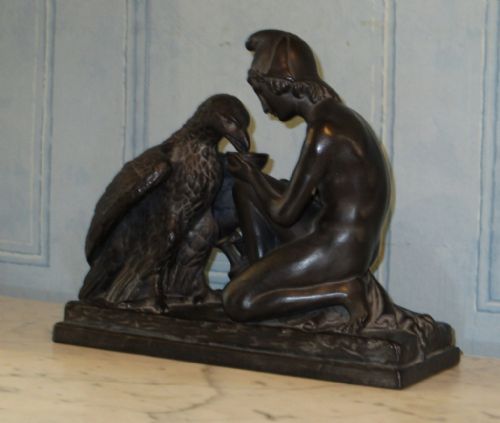 danish basalt figure of ganymede - CATEGORY: ANTIQUE METAL - DATED 1900