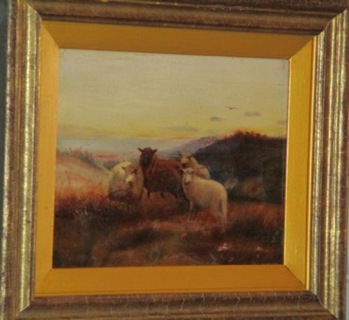 VICTORIAN OIL OF HILL SHEEP IN LANDSCAPE - ADDITIONAL PHOTO 1