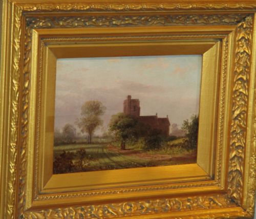 VICTORIAN OIL OF CHURCH WITH FIGURES - ADDITIONAL PHOTO 1
