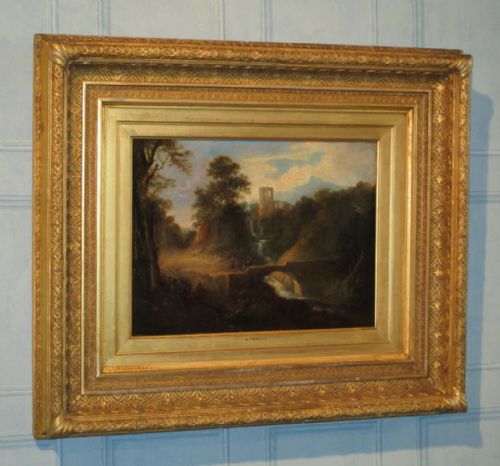 romantic landscape oil by a perigal - CATEGORY: ANTIQUE ART - DATED 1800