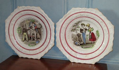 pair of victorian child's plates - CATEGORY: ANTIQUE CERAMICS - DATED 1850