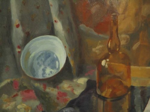 WONDERFUL DECO PERIOD STILL LIFE OIL - ADDITIONAL PHOTO 3