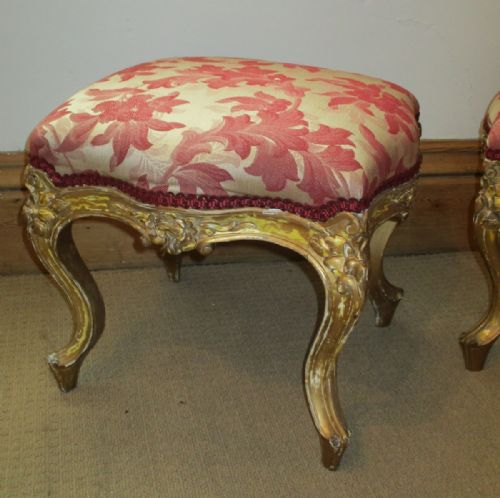PAIR OF VICTORIAN GILT STOOLS - ADDITIONAL PHOTO 1