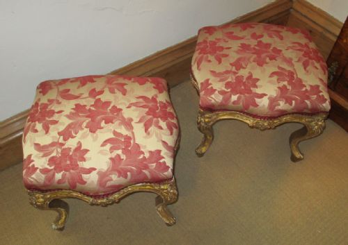 PAIR OF VICTORIAN GILT STOOLS - ADDITIONAL PHOTO 2