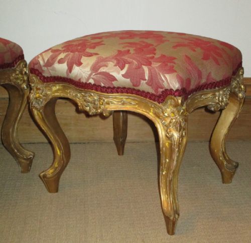 PAIR OF VICTORIAN GILT STOOLS - ADDITIONAL PHOTO 6