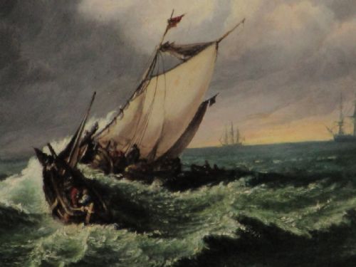 VICTORIAN MARINE SCENE OIL - ADDITIONAL PHOTO 4