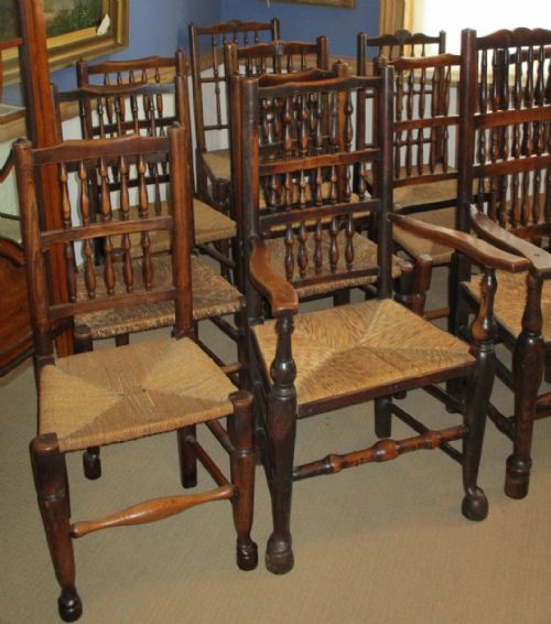 HARLEQUIN SET OF 12 EARLY SPINDLEBACK DINING CHAIRS - ADDITIONAL PHOTO 1
