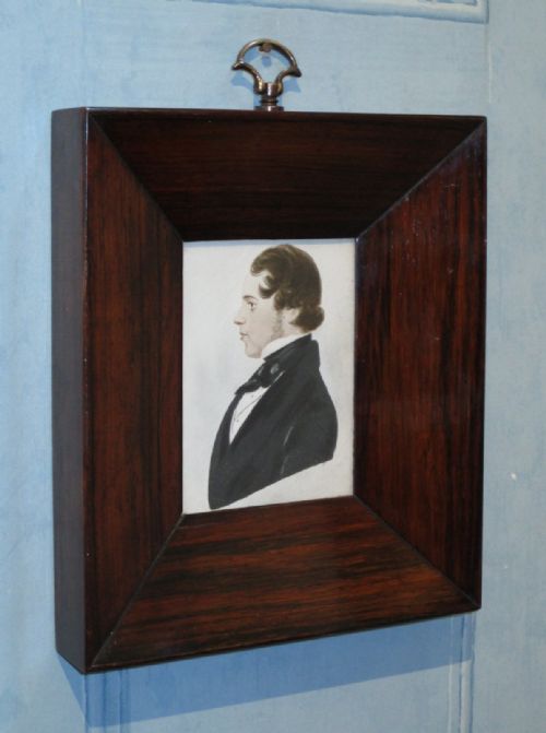 good post regency watercolour profile portrait - CATEGORY: ANTIQUE ART - DATED 1850