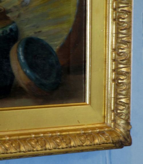 STILL LIFE OIL OF GINGER JAR AND FAN - ADDITIONAL PHOTO 3