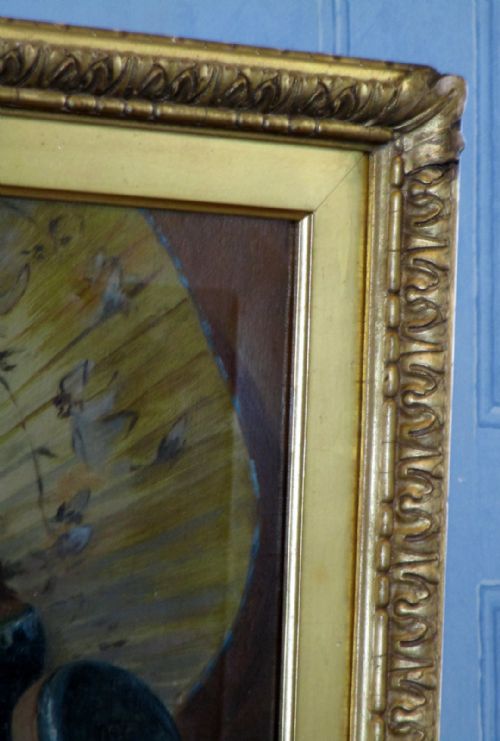 STILL LIFE OIL OF GINGER JAR AND FAN - ADDITIONAL PHOTO 4