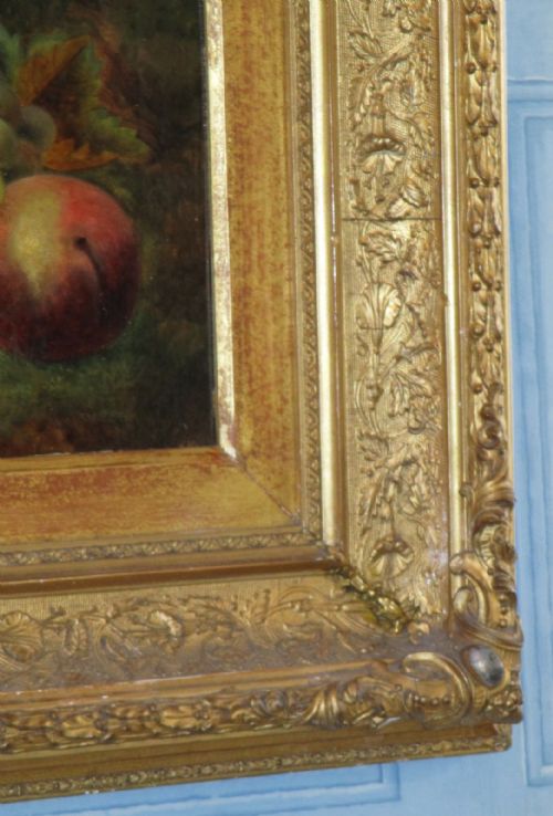 VICTORIAN OIL STILL LIFE OF FRUIT - ADDITIONAL PHOTO 3