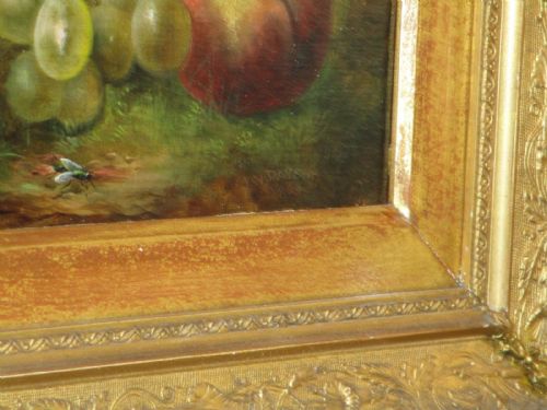 VICTORIAN OIL STILL LIFE OF FRUIT - ADDITIONAL PHOTO 5