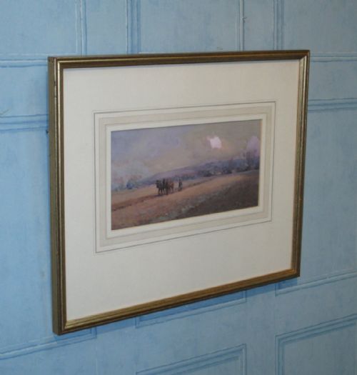 ploughing watercolour by william bartol thomas - CATEGORY: ANTIQUE ART - DATED EDWARDIAN