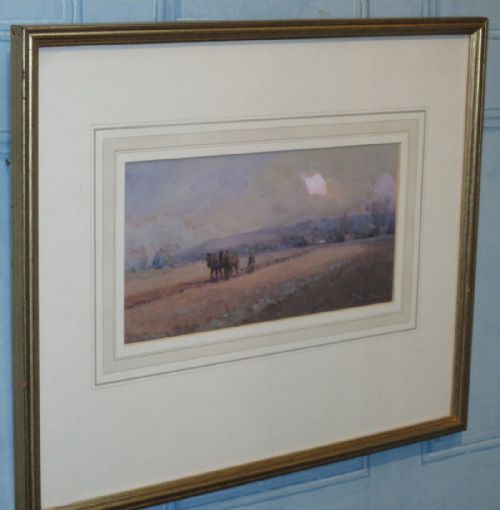 PLOUGHING WATERCOLOUR BY WILLIAM BARTOL THOMAS - ADDITIONAL PHOTO 1