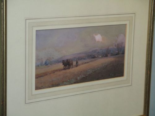 PLOUGHING WATERCOLOUR BY WILLIAM BARTOL THOMAS - ADDITIONAL PHOTO 2