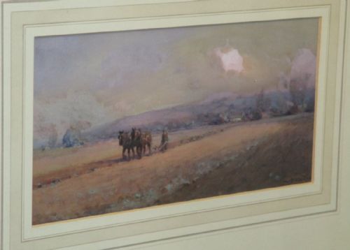 PLOUGHING WATERCOLOUR BY WILLIAM BARTOL THOMAS - ADDITIONAL PHOTO 3
