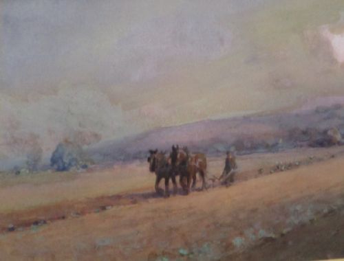 PLOUGHING WATERCOLOUR BY WILLIAM BARTOL THOMAS - ADDITIONAL PHOTO 4