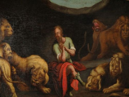 LARGE OLD MASTER OIL PAINTING 'DANIEL IN THE LION'S DEN' AFTER RUBENS - ADDITIONAL PHOTO 4