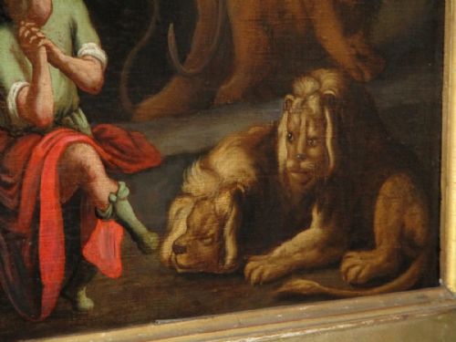 LARGE OLD MASTER OIL PAINTING 'DANIEL IN THE LION'S DEN' AFTER RUBENS - ADDITIONAL PHOTO 7