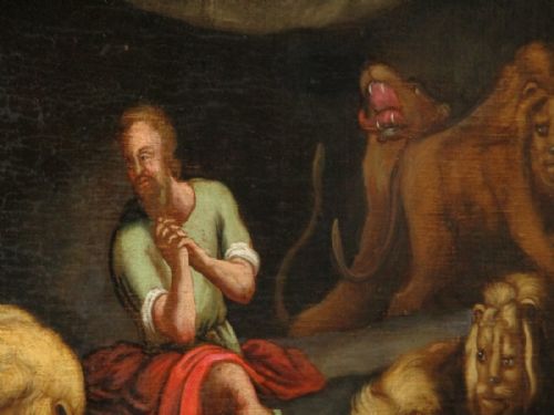 LARGE OLD MASTER OIL PAINTING 'DANIEL IN THE LION'S DEN' AFTER RUBENS - ADDITIONAL PHOTO 8