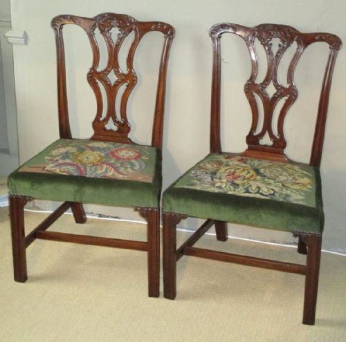 superb pair of chippendale period side chairs - CATEGORY: ANTIQUE CHAIRS - DATED 1750