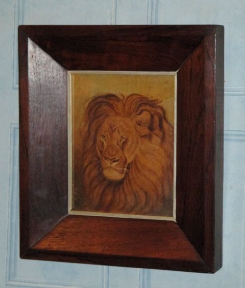 VICTORIAN NAIVE WATERCOLOUR OF A LION - ADDITIONAL PHOTO 1