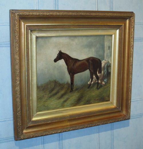 edwardian oil painting of a horse - CATEGORY: ANTIQUE ART - DATED EDWARDIAN