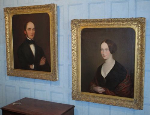superb pair of large victorian oil portraits - CATEGORY: ANTIQUE ART - DATED VICTORIAN