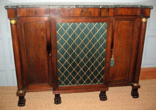 fine regency rosewood breakfront cabinet - CATEGORY: ANTIQUE SIDEBOARDS - DATED REGENCY