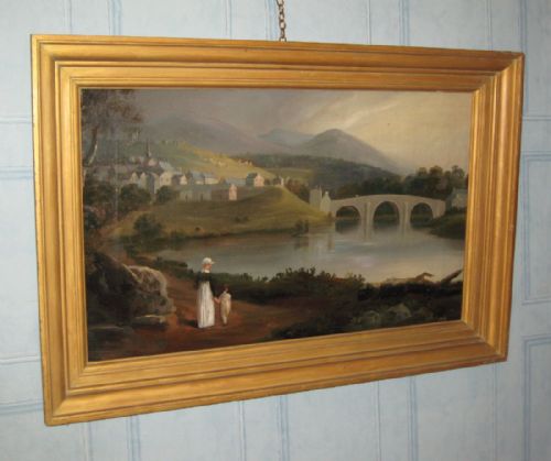 GEORGIAN PERIOD LANDSCAPE OIL PAINTING WITH FIGURES - ADDITIONAL PHOTO 1