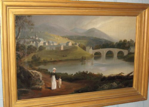 GEORGIAN PERIOD LANDSCAPE OIL PAINTING WITH FIGURES - ADDITIONAL PHOTO 2