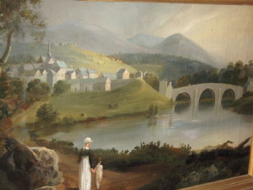 GEORGIAN PERIOD LANDSCAPE OIL PAINTING WITH FIGURES - ADDITIONAL PHOTO 3
