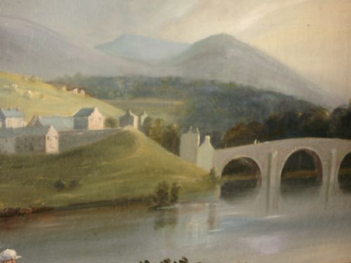 GEORGIAN PERIOD LANDSCAPE OIL PAINTING WITH FIGURES - ADDITIONAL PHOTO 5